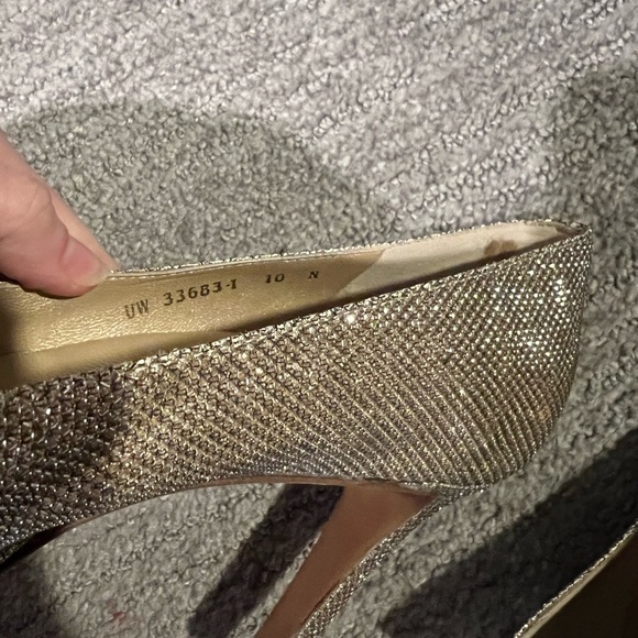 COPY - Stuart Weitzman Metallic Peep Toe Pumps - Picture 6 of 6